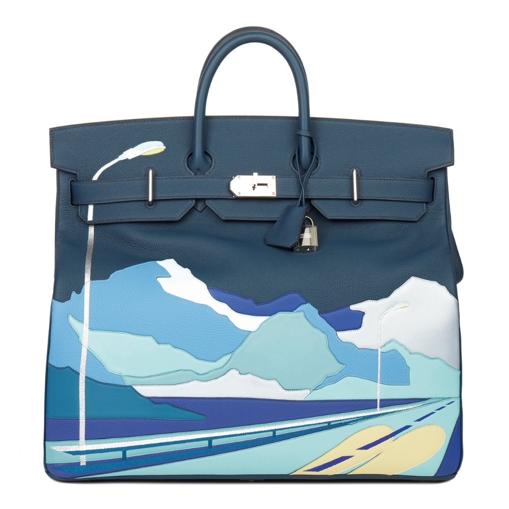 Hermès HAC Birkin 50 "Endless Road" Limited, Bleu de Prusse Togo Palladi…